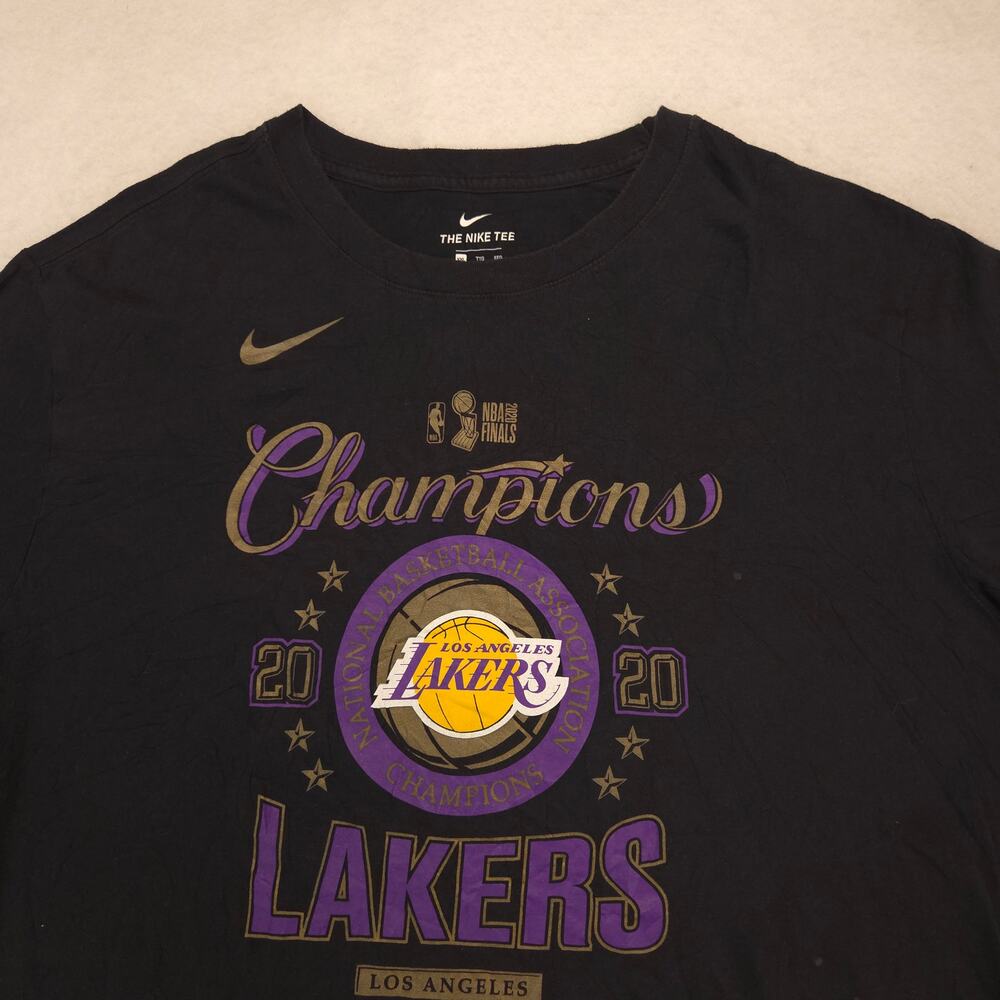 Nike LA Lakers 2020 Champions Short Sleeve Basketball Shirt Mens Size 2XL Black